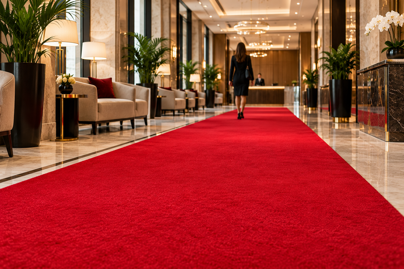 Elegant Red Carpet Hotel Lobby